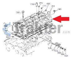 HEAD CYLINDER ENGINE ORIGINAL KUBOTA 1G624-03042